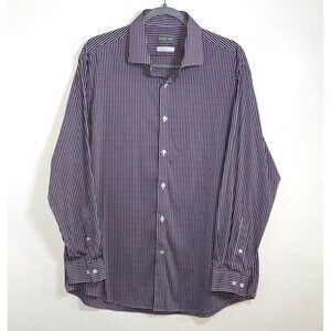 Michael Kors Slim Fit Travel Stretch Dress Shirt Cotton-Nylon Wine Blue Size XL